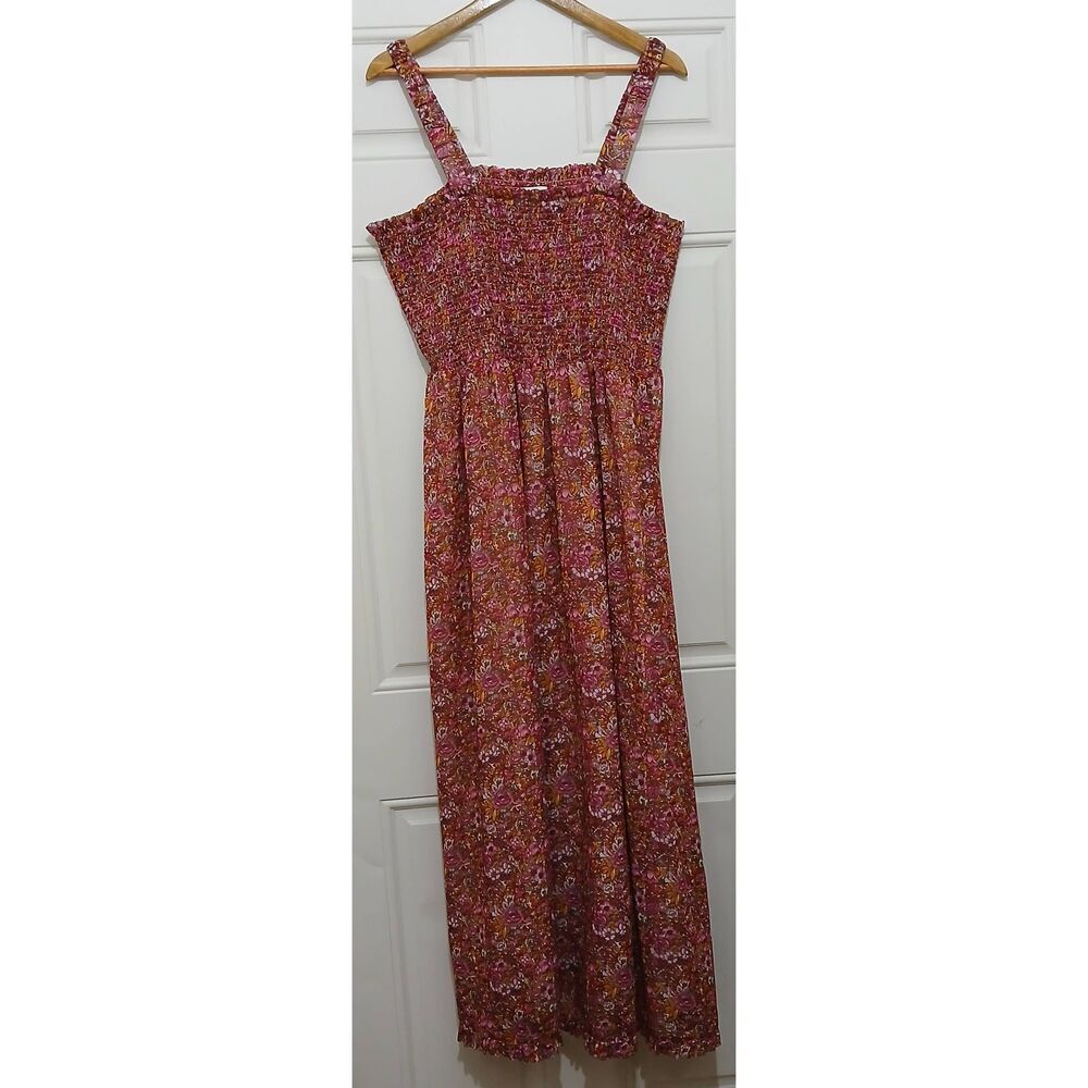 The drop women 2xl long maxi dress smocked square neck pink floral empire waist - Picture 4 of 9